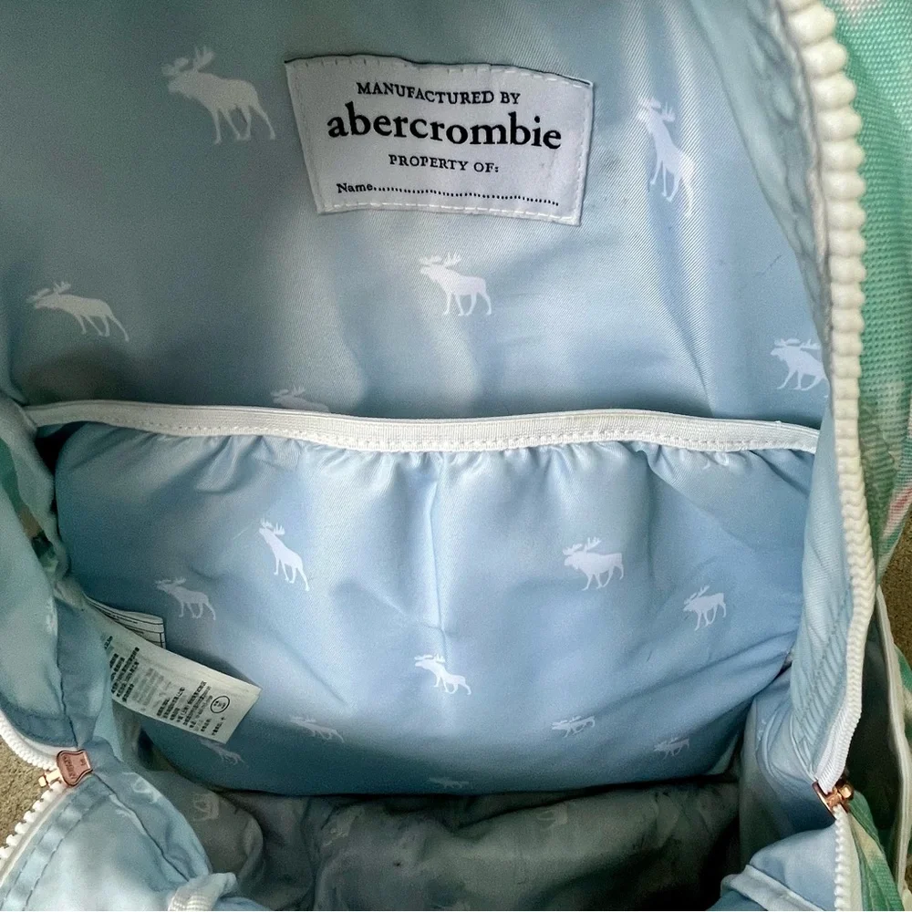 Abercrombie & Fitch Pastel Green Pink Girls‎ School Backpack Moose Charm